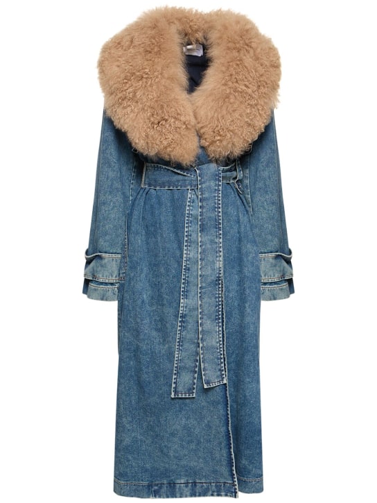 Blumarine - Trenchcoat aus Kunstpelz und Denim