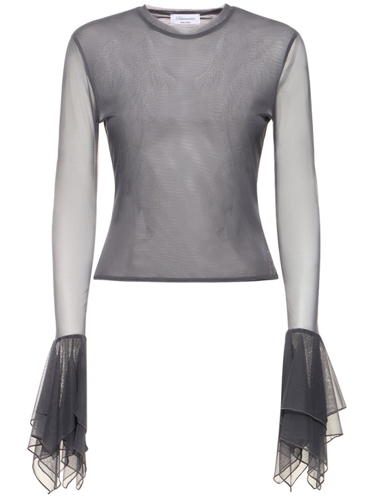 Blumarine - Langarmtop aus Tüll mit Rüschen