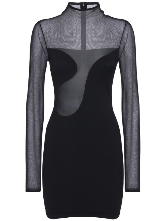 Nensi Dojaka - Jersey and tulle high neck mini dress