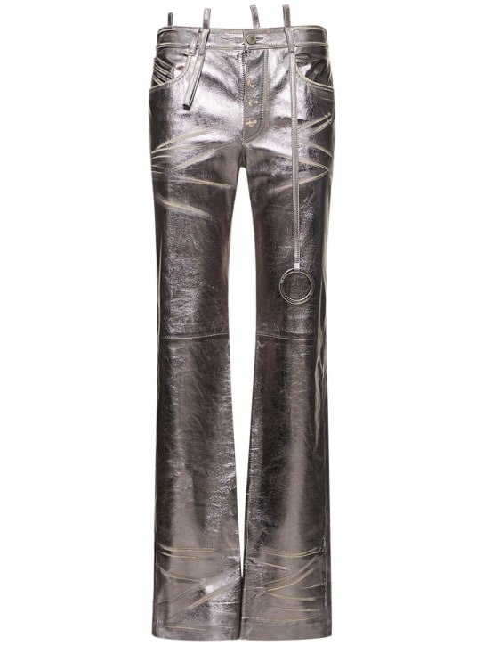 The Attico - Destroyed mirror leather straight pants
