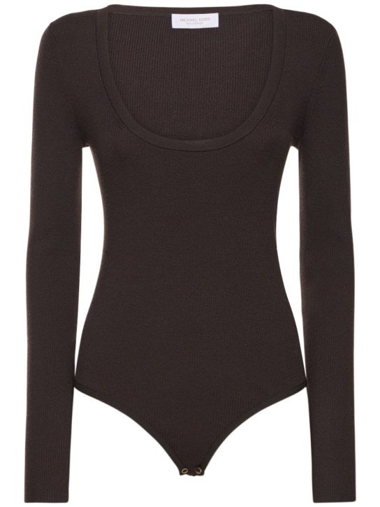 Michael Kors Collection: Body aus Wollmischgewebe mit U-Ausschnitt