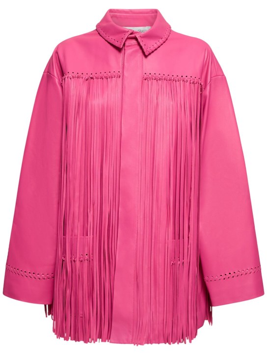 Oscar De La Renta - Chemise manches longues en cuir à franges