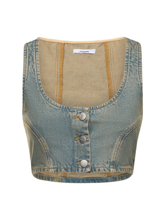 Miaou: Crop-Top aus Baumwolldenim „Deva“