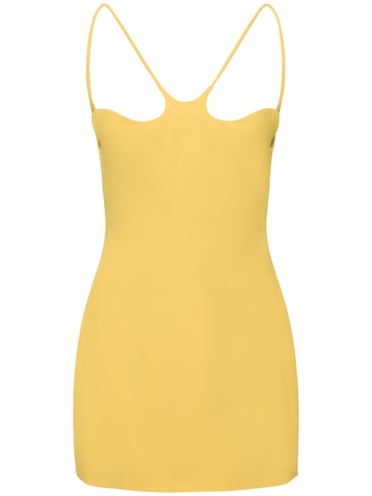 Mônot: Wavy neck crepe sleeveless mini dress