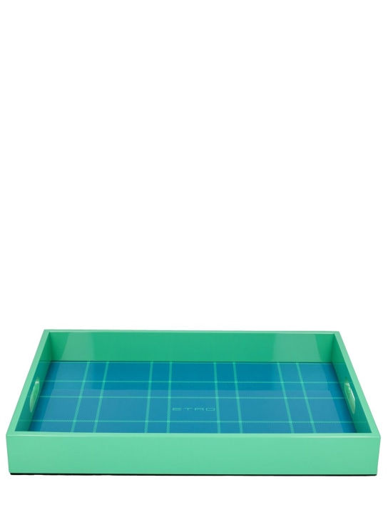 Etro - Plateau en bois tartan