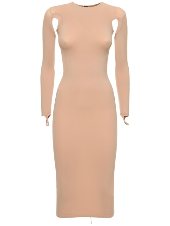 Andreadamo - Robe midi sculptante en jersey ajouré