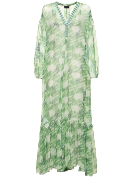 Giorgio Armani - Bedrucktes Kaftan-Kleid aus Seidengeorgette