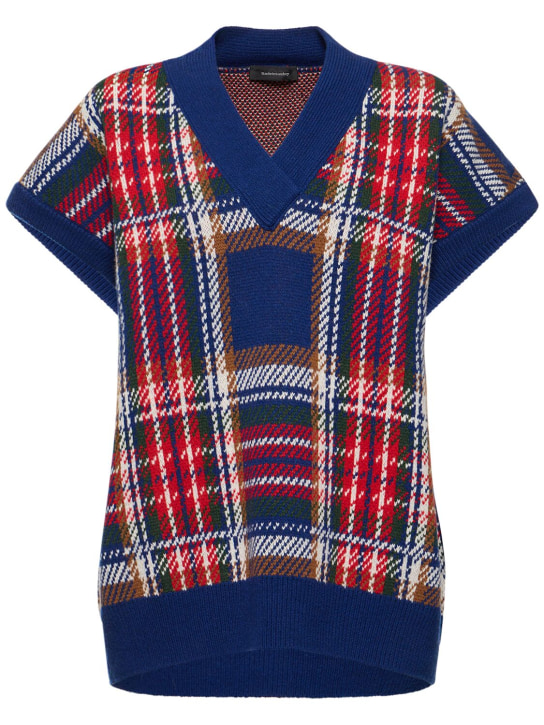 Made In Tomboy - Gilette check wool short-sleeve sweater
