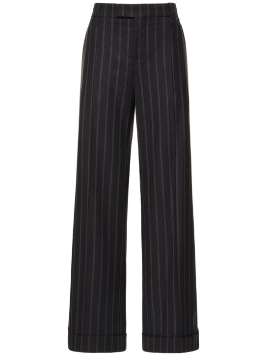 Brunello Cucinelli: Pinstripe wool straight pants