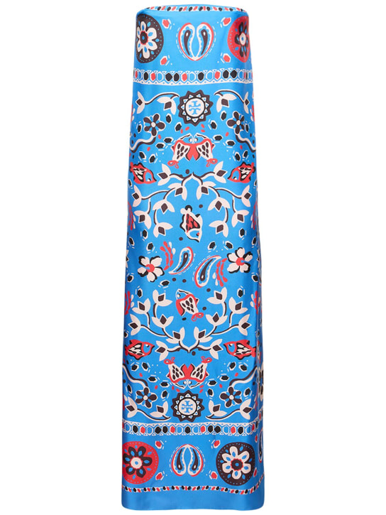Tory Burch - Robe midi sans bretelles en soie imprimée