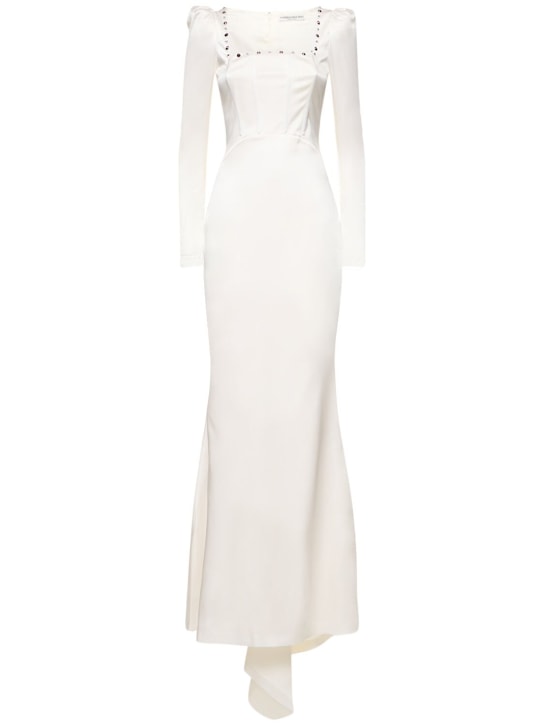 Alessandra Rich - Robe longue en satin de soie cloutée