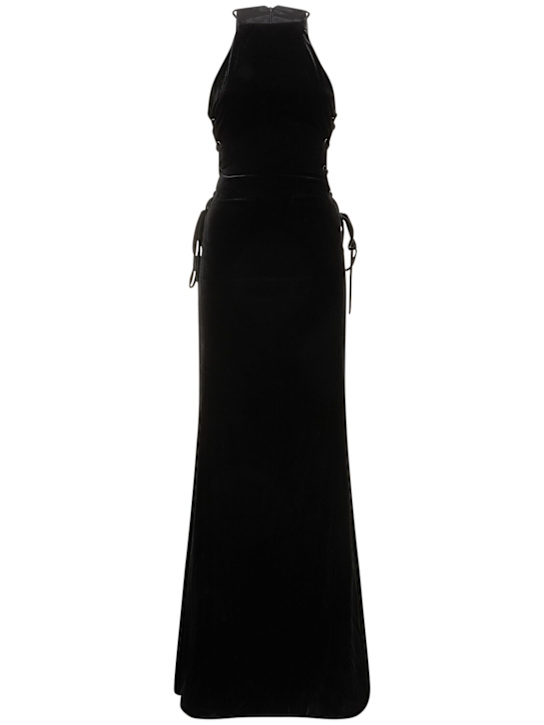 Alessandra Rich - Robe longue en velours détail laçage