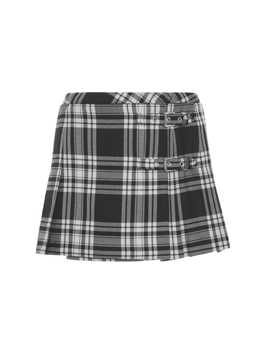 Alessandra Rich - Jupe courte en laine tartan avec boucles