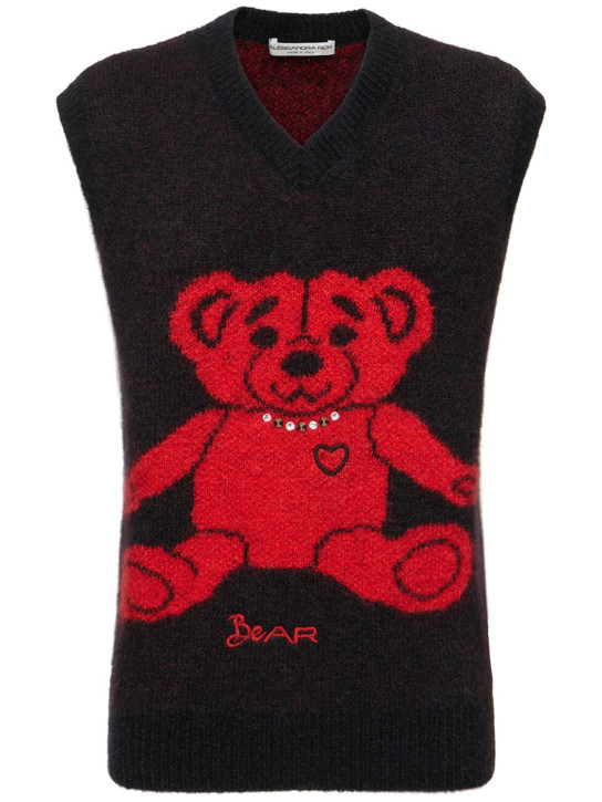 Alessandra Rich - Wool knit vest w/ bear and crystals
