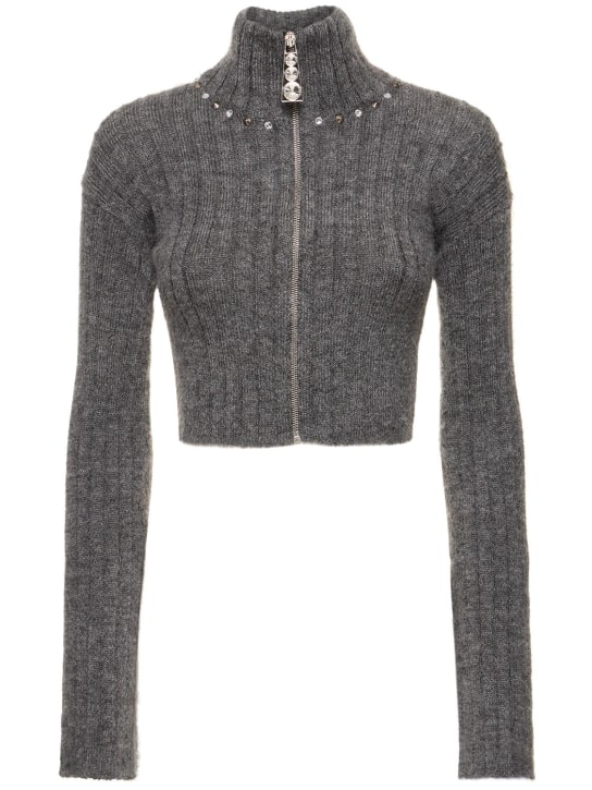 Alessandra Rich - Mohair blend knit crop cardigan