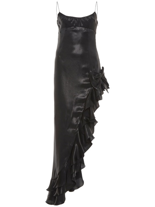 Alessandra Rich - Robe longue en satin plastifié à volants