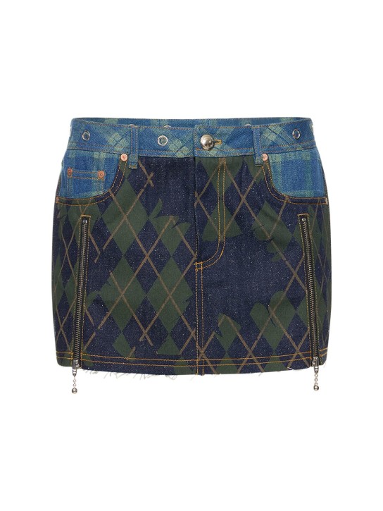 Andersson Bell - Jupe courte en denim Kiki Broken Argyle