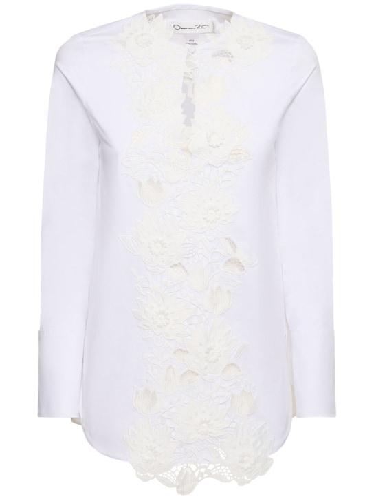 Oscar De La Renta - Chemise en coton avec fleurs brodées