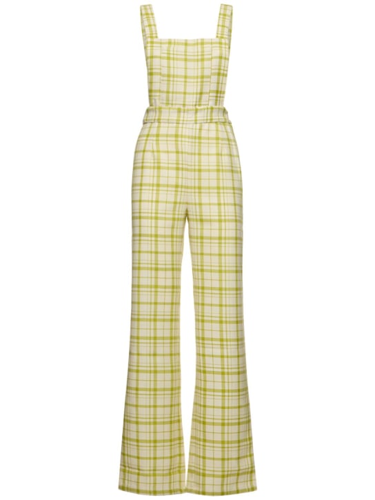 Maria de la Orden: Mushroom check wool twill jumpsuit