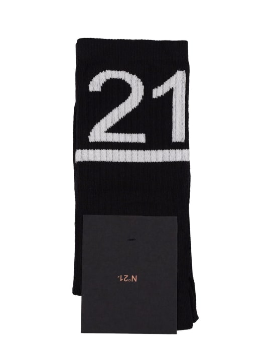 N°21 - Logo intarsia cotton blend socks