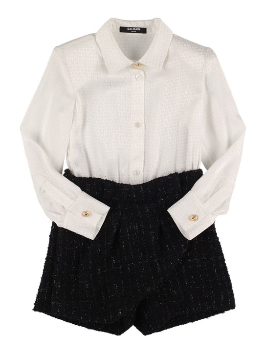 Balmain - Wool & cotton tweed playsuit
