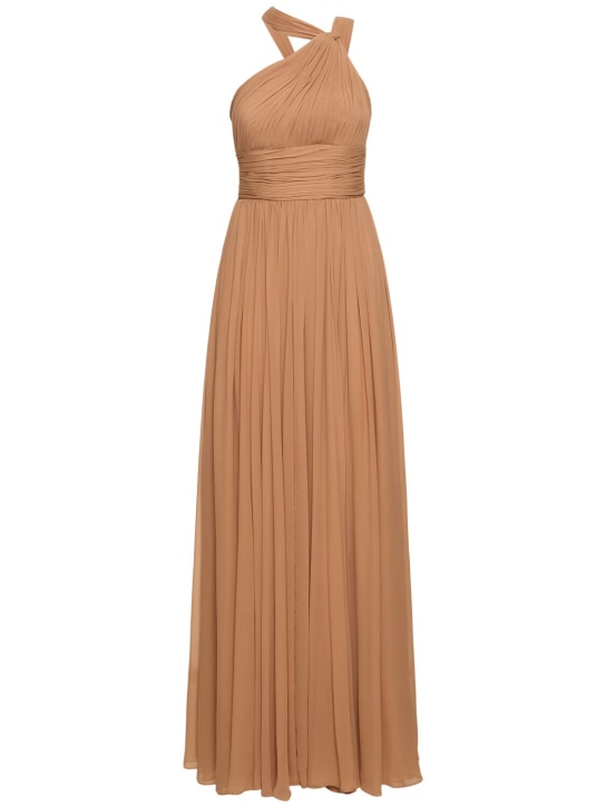 Michael Kors Collection: Maxi abito monospalla in chiffon di seta