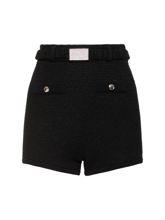 Alessandra Rich - Short en maille de coton mélangé à sequins