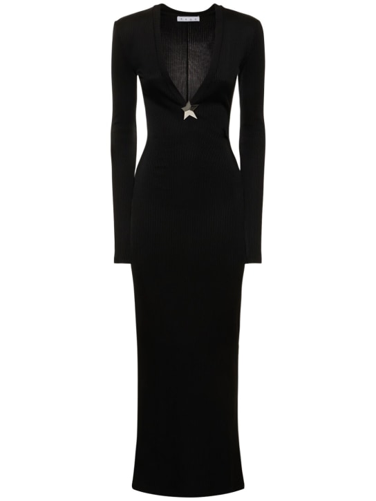 Area - Robe longue en viscose à col en V avec clou étoile