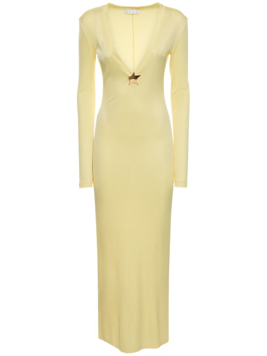 Area: Robe longue en viscose à col en V avec clou étoile