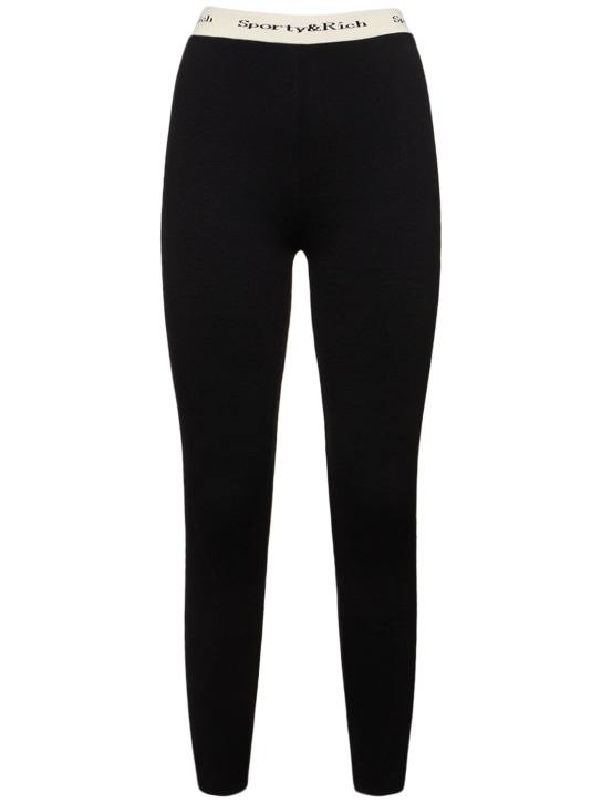 Sporty & Rich - Legging côtelé à logo taille haute