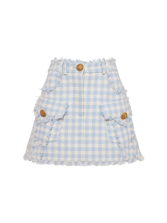 Balmain - Jupe trapèze courte en tweed vichy