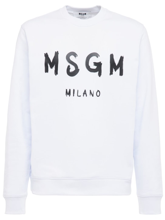 MSGM - Felpa in cotone spazzolato con logo stampato