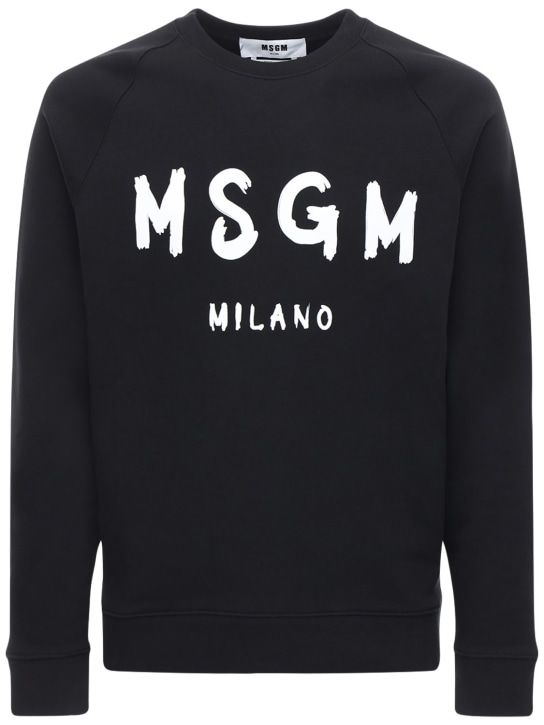 MSGM - Felpa in cotone spazzolato con logo stampato