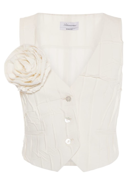 Blumarine - Gilet plissé avec épingle rose