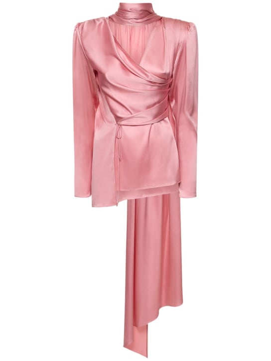 Magda Butrym - Silk satin draped long sleeve wrap top