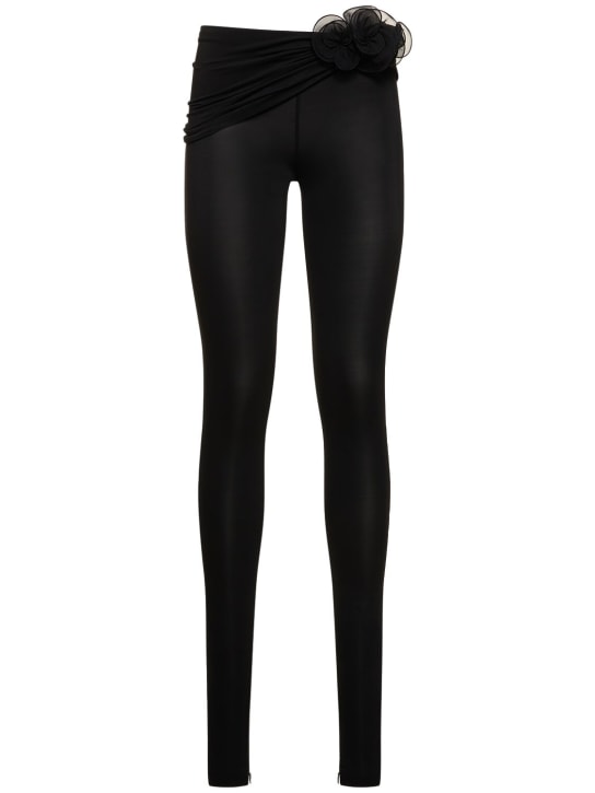 Magda Butrym - Draped jersey leggings w/rose