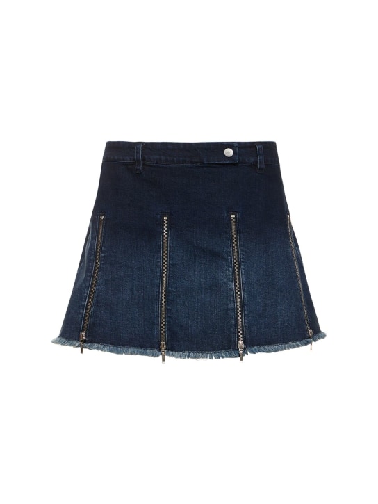 Cannari Concept - Jupe courte en denim à plis avec zips