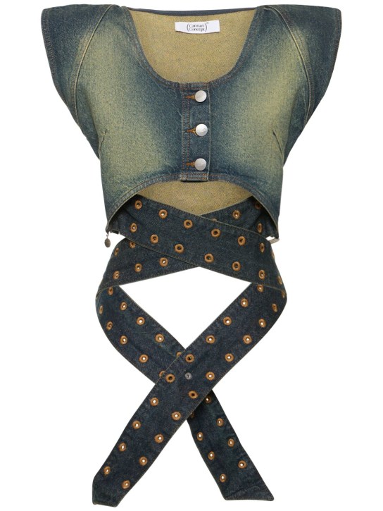Cannari Concept - Wraparound cropped denim vest