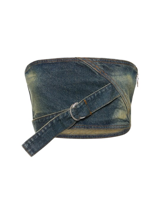 Cannari Concept: Top a fascia in denim di cotone con anello a D