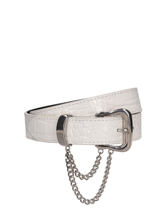 Alessandra Rich: Ceinture en cuir embossé avec chaîne