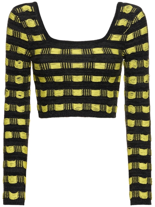 Ferrari - Crop top en maille de laine ajourée