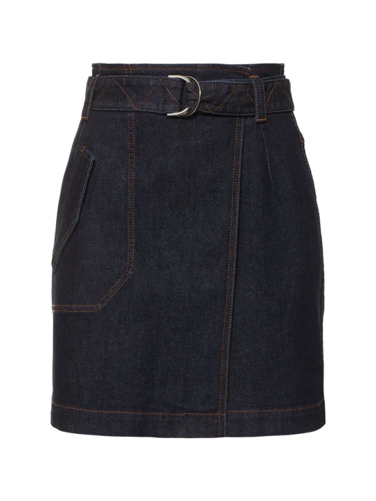 Ferrari - Jupe courte en denim plissé & ceinture