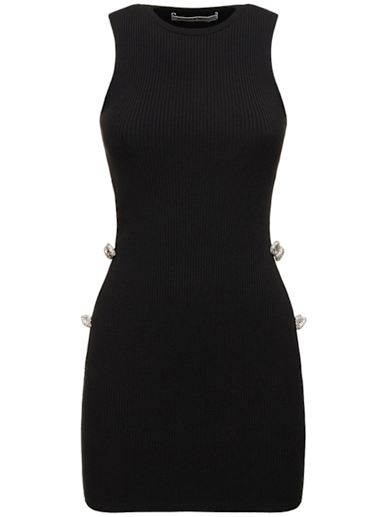 Mach & Mach: Robe courte en maille stretch embellie