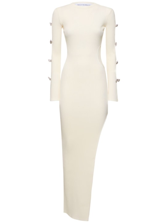 Mach & Mach: Robe longue en maille stretch embellie