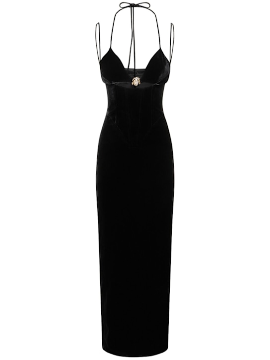 Alessandra Rich - Robe longue en velours embelli ajouré