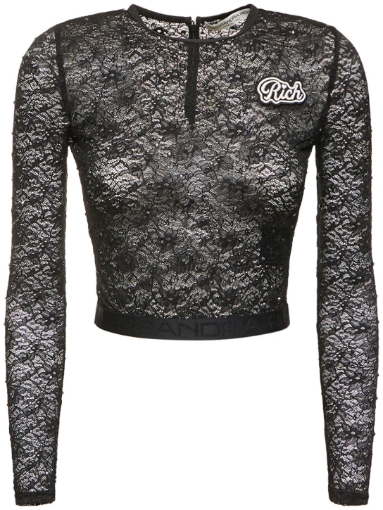 Alessandra Rich - Top aus Stretch-Spitze „Hotfix“
