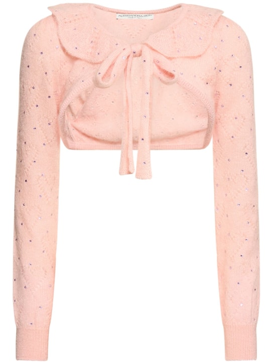 Alessandra Rich - Crop-Bolero aus Mohairstrick mit Nieten