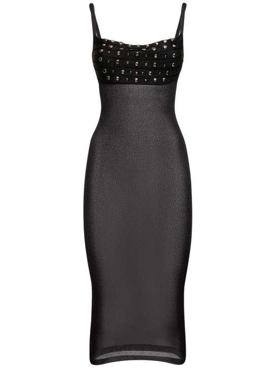 Alessandra Rich - Robe midi en maille de lurex avec cristaux