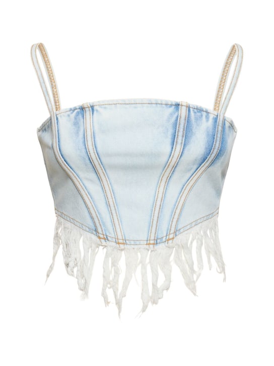 Alessandra Rich - Bustier en denim à franges