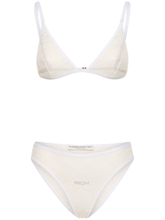 Alessandra Rich - Ensemble lingerie en dentelle stretch et cristaux
